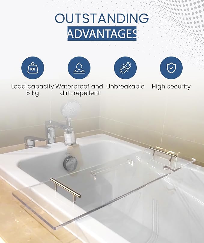 Acrylic Bathtub Tray Clear Bathtub Caddy Bath Tray Table - Image 5