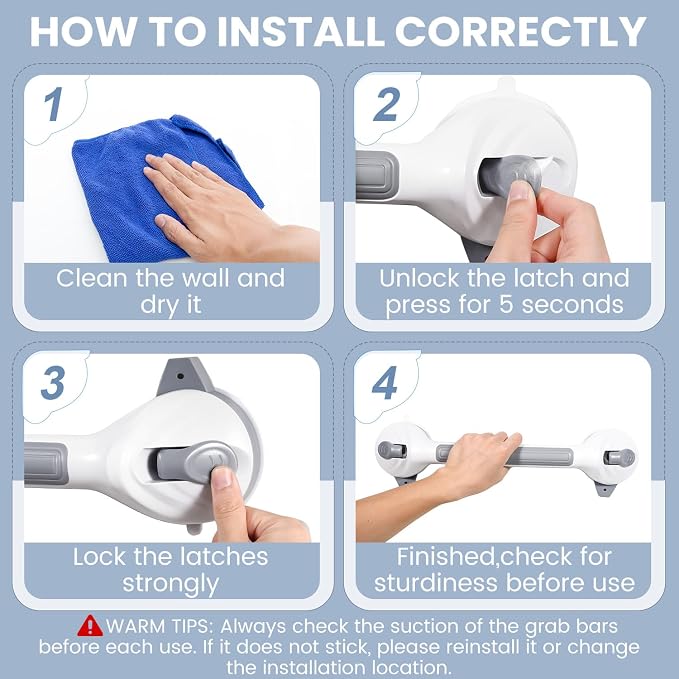 Grab Bars for Bathtubs and Showers, 16.5 Inch Handicap Shower Handle Safety - Image 5