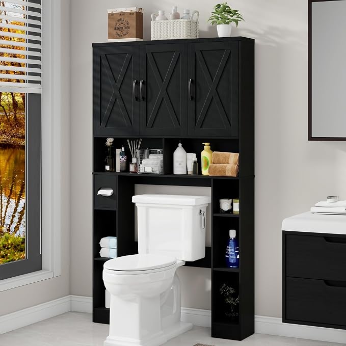 Over The Toilet Storage Cabinet, Farmhouse Toilet Cabinet Rack - Image 7
