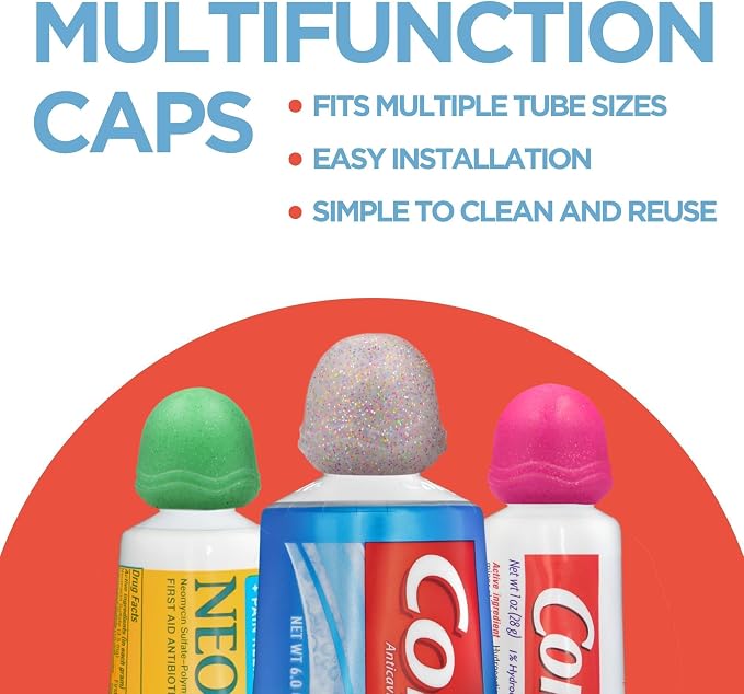 Chrome Cherry SqueezMe Self-Closing Toothpaste Caps, Silicone Lid - Image 3
