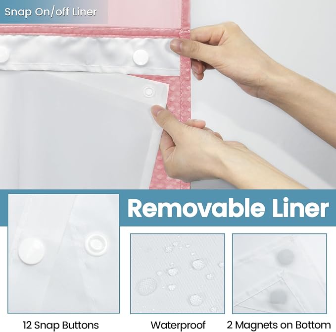 Pink Shower Curtain with Liner - Image 6