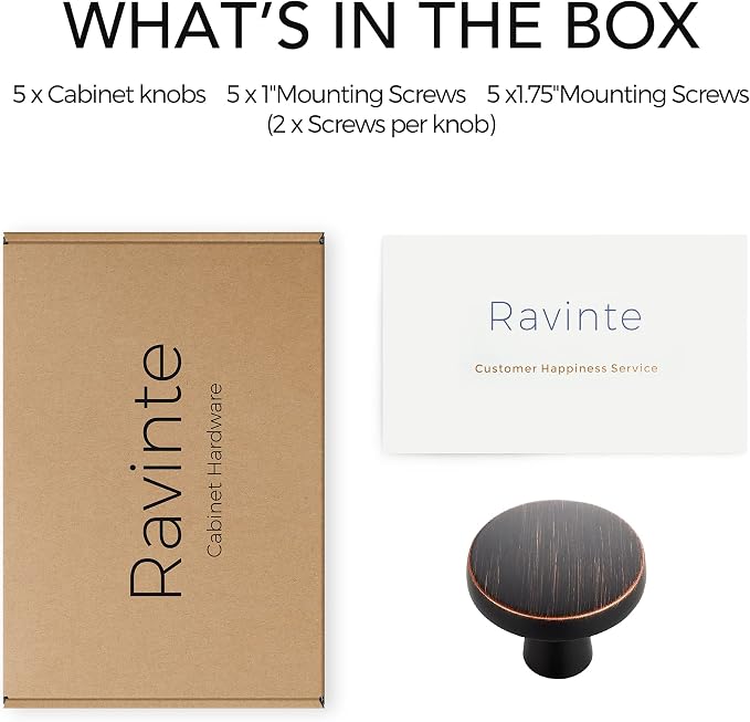 Ravinte 5 Pack Drawer Pulls 1-1/4 Inch Kitchen Cabinet Knobs Solid Round - Image 7