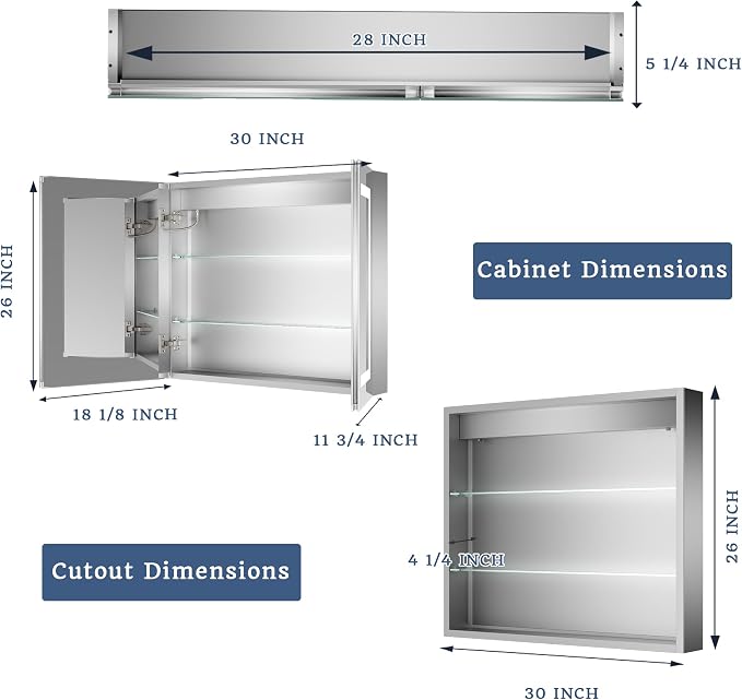 ExBrite LED Lighted Bathroom Medicine Cabinet - Image 2