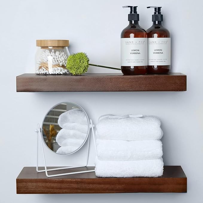 Homeforia Walnut 18 inch Floating Shelf, High End Solid Real Wood 18inch by Homeforia