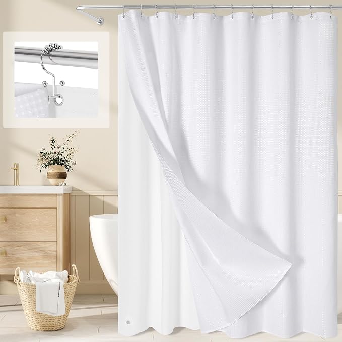 3 in 1 Extra Long Shower Curtain Set-72 W x 84 H, Waterproof Fabric by Unknown