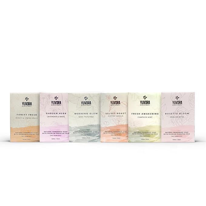 6 Pcs Men Natural Handmade Body Soaps 5 OZ Pack Set Rugged Essence Long lasting by Yuvora