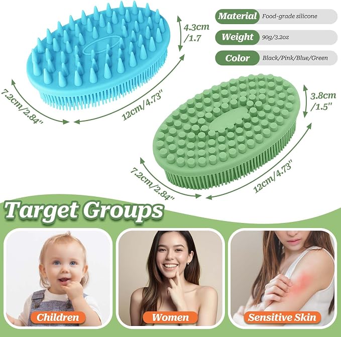 Soft Silicone Body Scrubber 2PCS, Dual-Side Silicone Loofah - Image 2