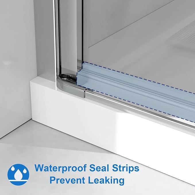 34” x 72” Pivot Shower Door, 1/4 inch Thick Tempered Glass Pivot Swing Shower - Image 5
