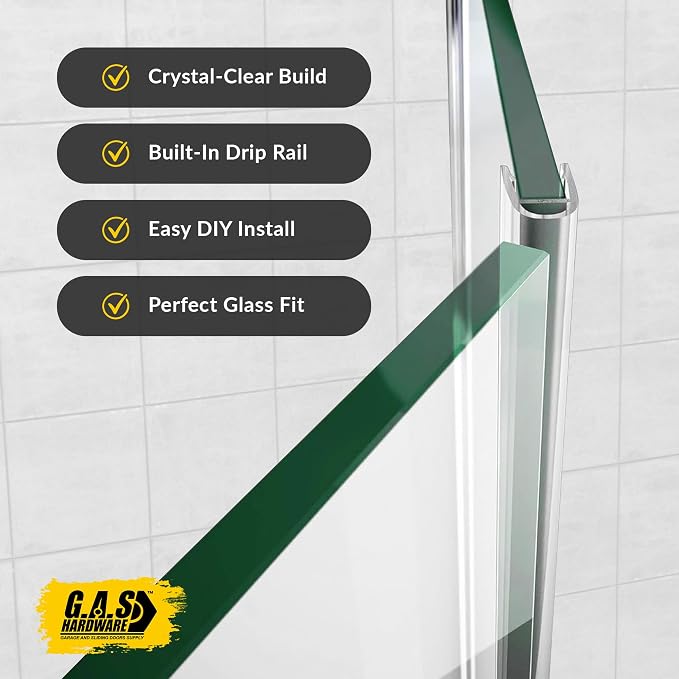 1/2" Frameless Shower Door Seal – U-Type 8 ft. Ultra-Clear Bottom & Side Drip - Image 3