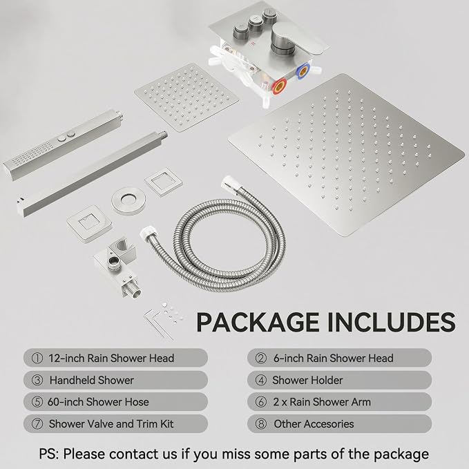 Shower System Dual Head，STARBATH 12+6" Rainfall Shower Head and Handheld Spray - Image 8