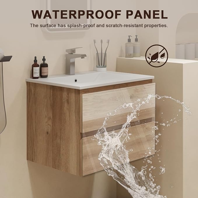 Floating Bathroom Vanity with Sink Wall Mounted Cabinet with 2 Soft-Close - Image 6