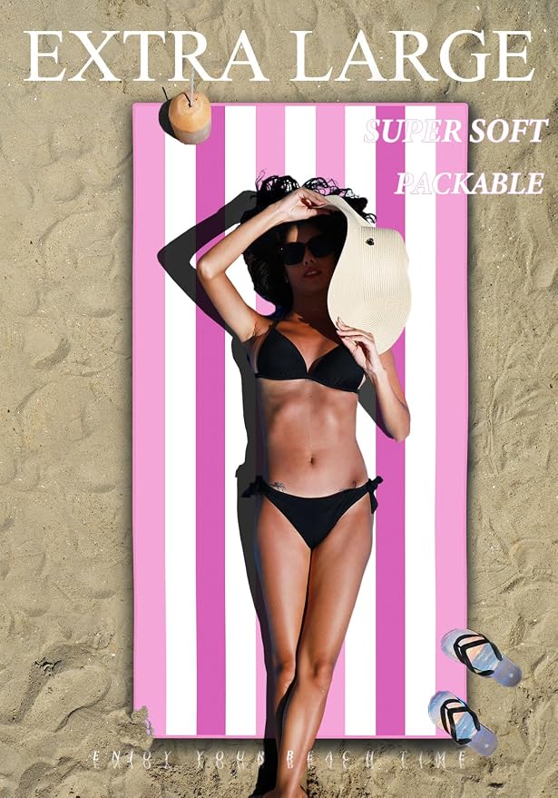 2 Pack Microfiber Lightweight Thin Beach Towel Sand Free Quick Dry Super - Image 3
