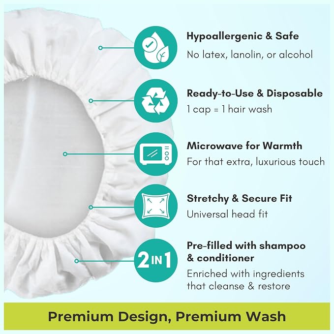 No Water Rinse Free Shampoo Cap by Nurture | Microwavable Hair Washing & - Image 5