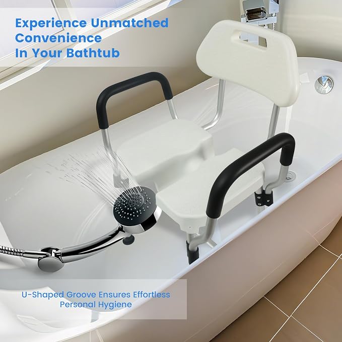 U-Shaped Shower Chair for Inside Shower, Heavy Duty Triple-Bar Base - Image 2