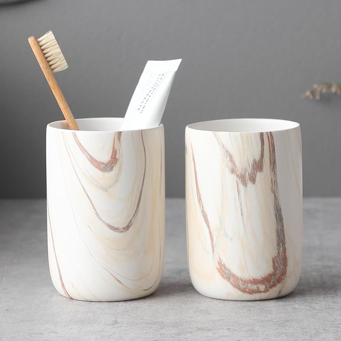 Brown Marble Toothbrush Holders by BSDISP