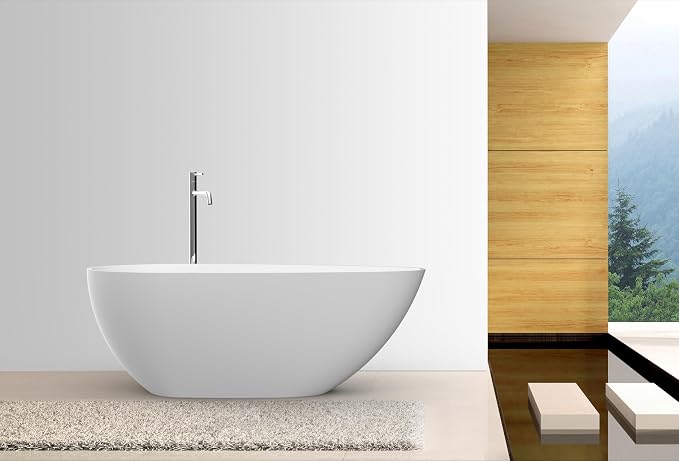 GarveeLife Freestanding Solid Surface Bathtub 67 Inch – Matte White Deep - Image 7