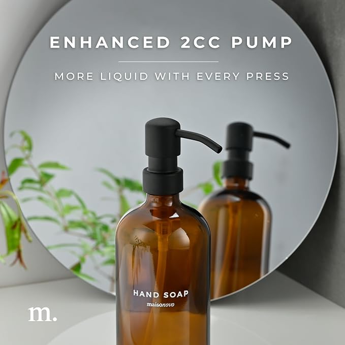 MaisoNovo Soap Dispenser 1-Piece Set | 16.9oz Amber Bottles - Image 5