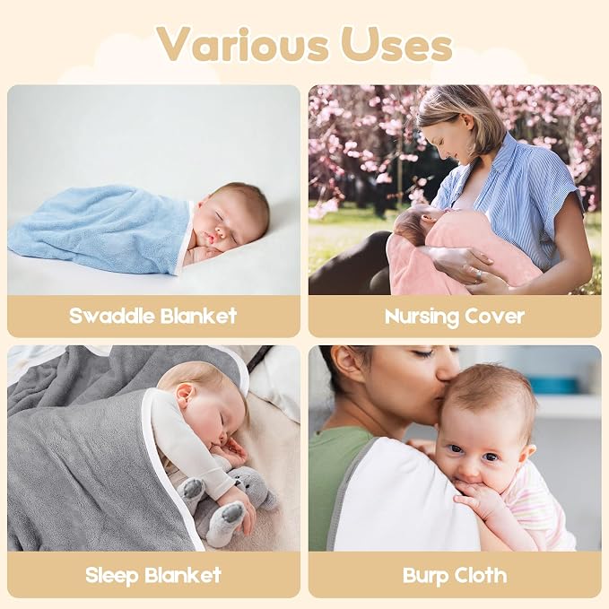 Hooded Towel for Newborn, 4 Pack Soft Coral Fleece Baby Towels, Ultra Absorbent - Image 3