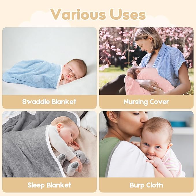Hooded Towel for Newborn, 4 Pack Soft Coral Fleece Baby Towels, Ultra Absorbent - Image 3