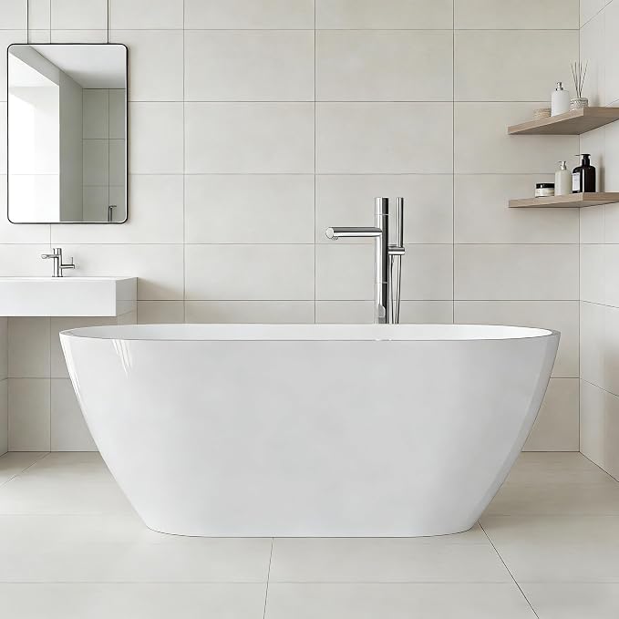 Freestanding Bathtub, Modern Soaking Tub, Deep Stand Alone Bath by GarveeHome
