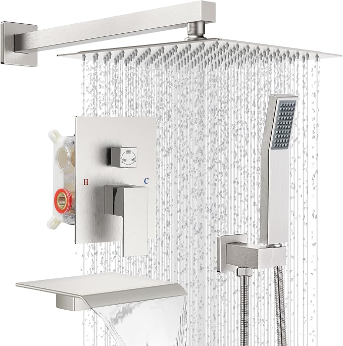Rain Shower Faucet Set Wall Mounted Rainfall by IUERASD
