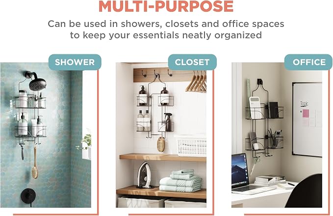 Zenna Home Modern Bronze Expandable Rust-Resistant Over-the-Shower Caddy - Image 4