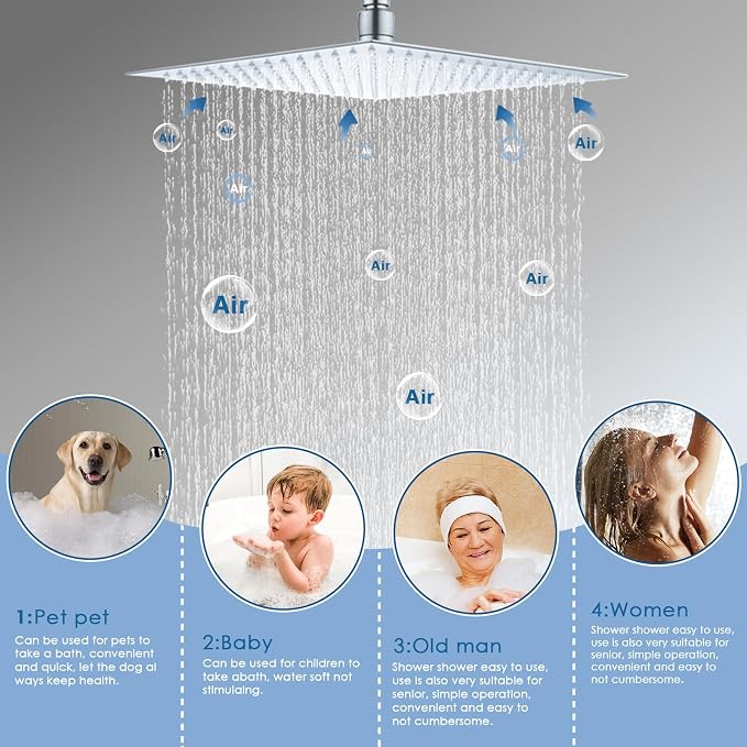 12" Shower Faucet Set Rain Shower System - Image 5