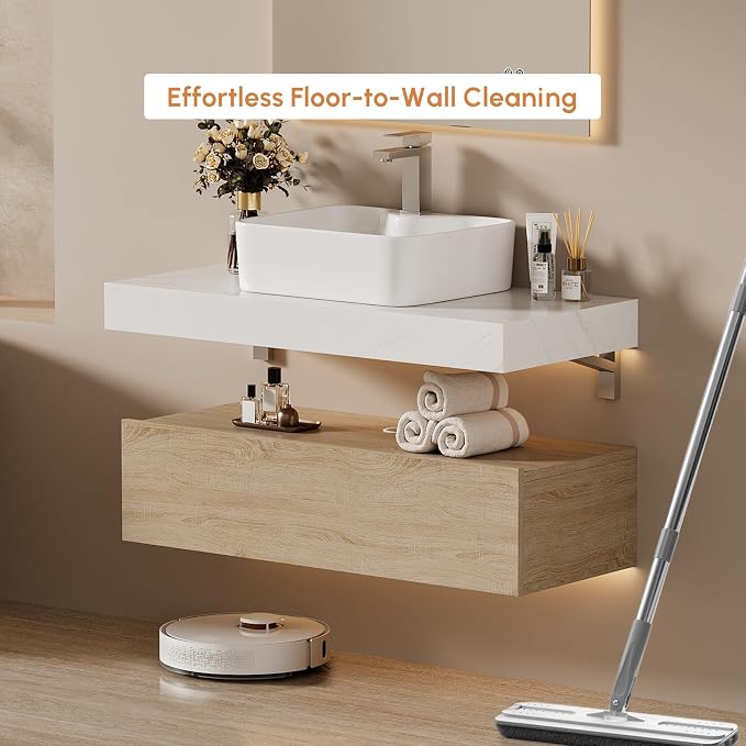 40" Floating Bathroom Vanity, Wall-Mounted Storage Cabinet Single Piece Set - Image 6