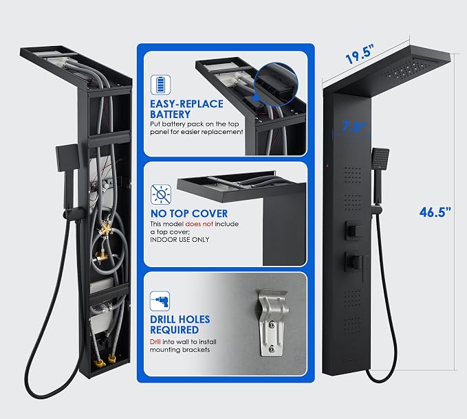 ROVOGO 46.5"H x 7.8"W Shower Panel Tower System - Image 8