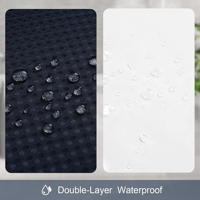 3 in 1 Extra Long Navy Blue Shower Curtain Set-72 W x 84 H, Modern Waffle and - Image 6