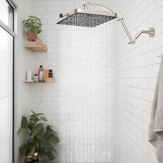 Hibbent Rain Shower Head, Brass Adjustable Shower Arm Extender, Waterfall fixed - Image 7
