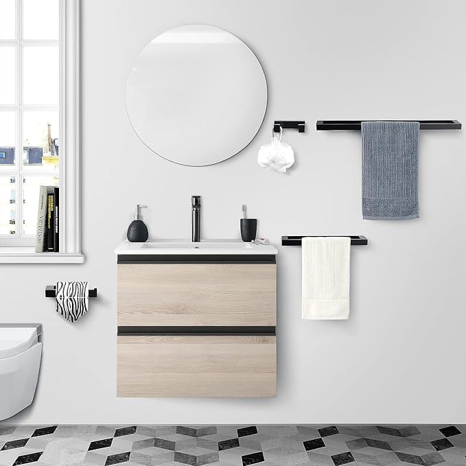 Lairuier Bathroom Hardware Accessories Set Matte Black 4-Piece Towel Bar Set - Image 7