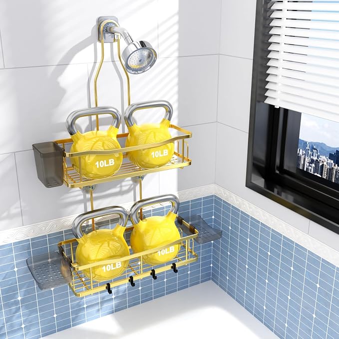 Hanging Shower Caddy Bathroom Organizer: Rustproof Shower Shelf Racks Over - Image 4