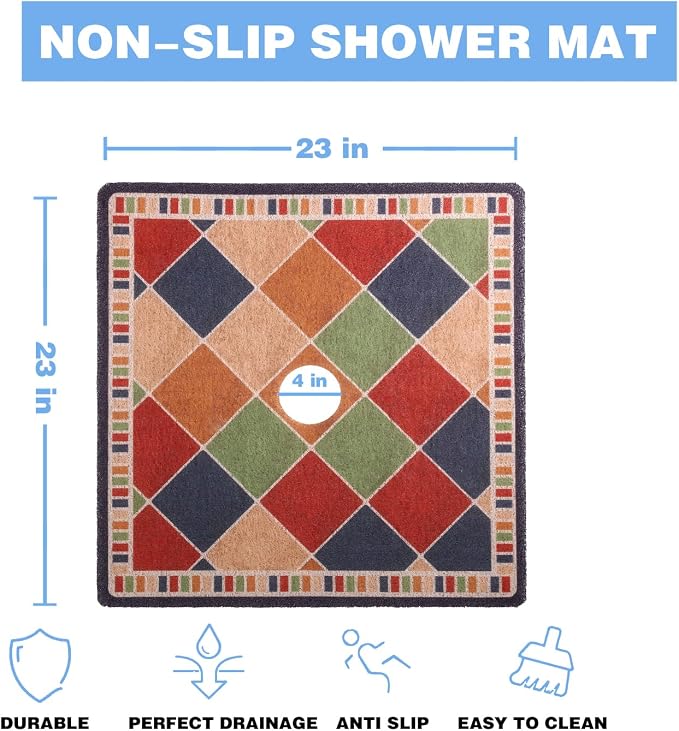 Square Shower Mat 23x23 Inch Non-Slip - Image 4