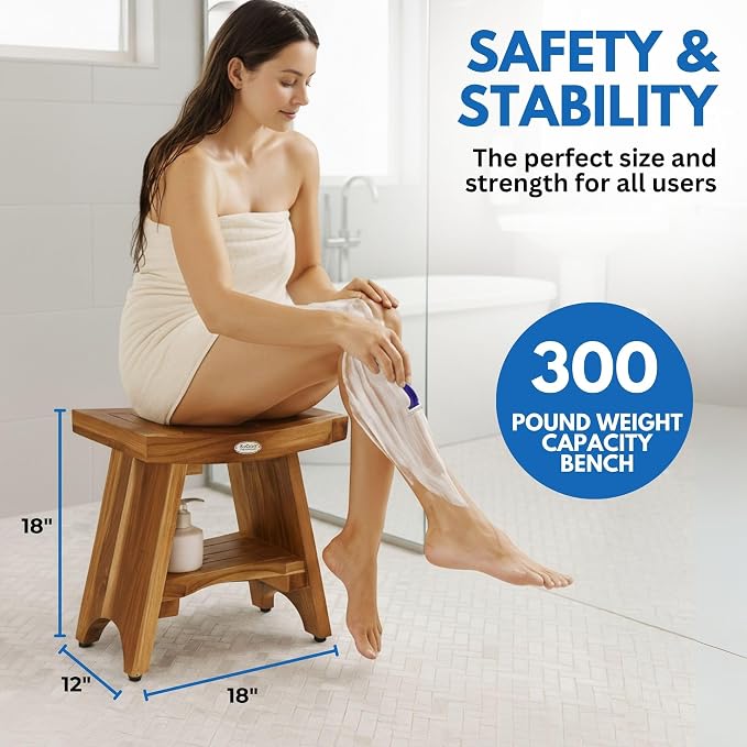 EcoDecors Teak Shower Bench - Image 2