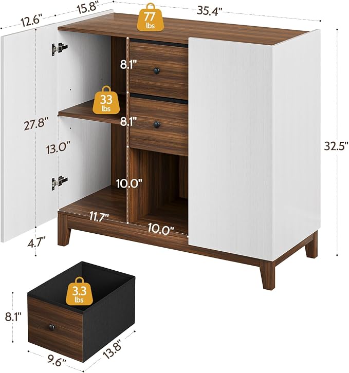 Bathroom Storage Cabinets with Drawers and Doors, Kitchen Storage Cabinet with - Image 2