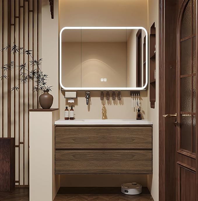 Floating Bathroom Vanity 32 inch, Restroom Vanity Set Includes Smart LED by LUTHXAY