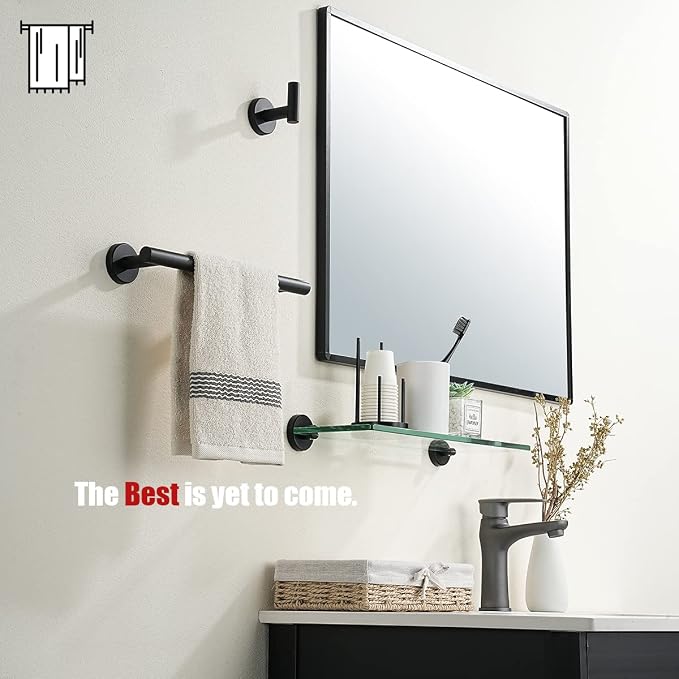JQK Black Towel Bar, 12 Inch 304 Stainless Steel Thicken 0.8mm Hand Towel Rack - Image 4