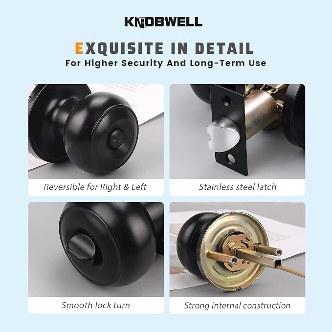 KNOBWELL 2 Pack Ball Privacy Door Knob, Door Knob - Image 6