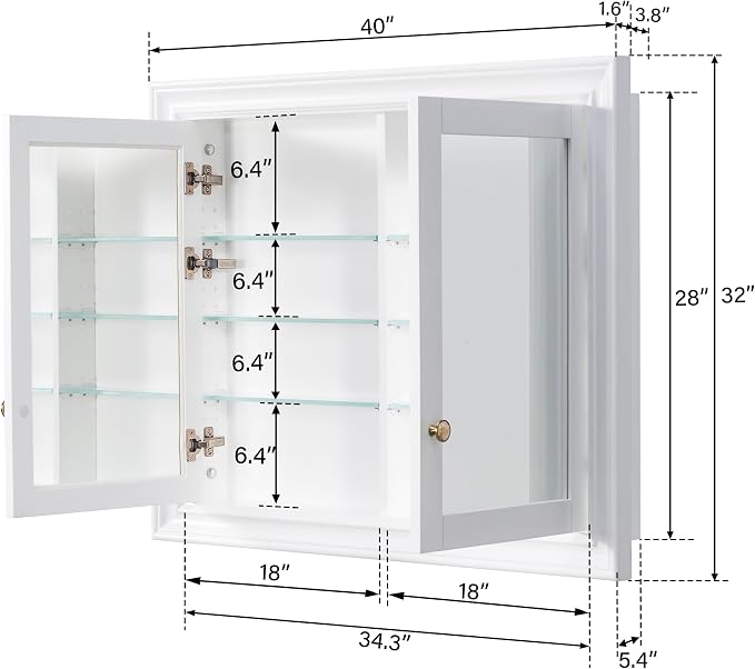 WELLFOR 40"x 32" Bathroom Medicine Cabinet - Image 2