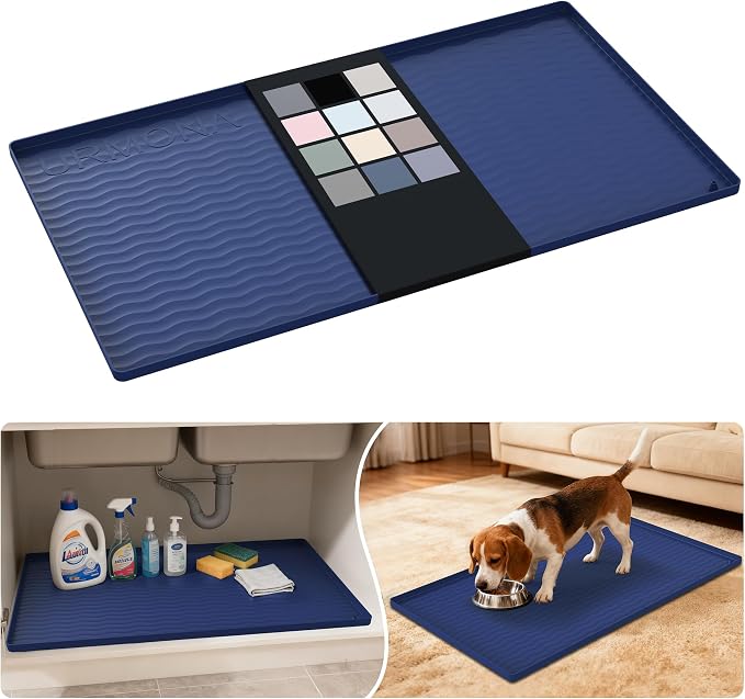 URMONA Waterproof Silicone Under Sink Mat 34'' x 19'' Shelf Liner by URMONA