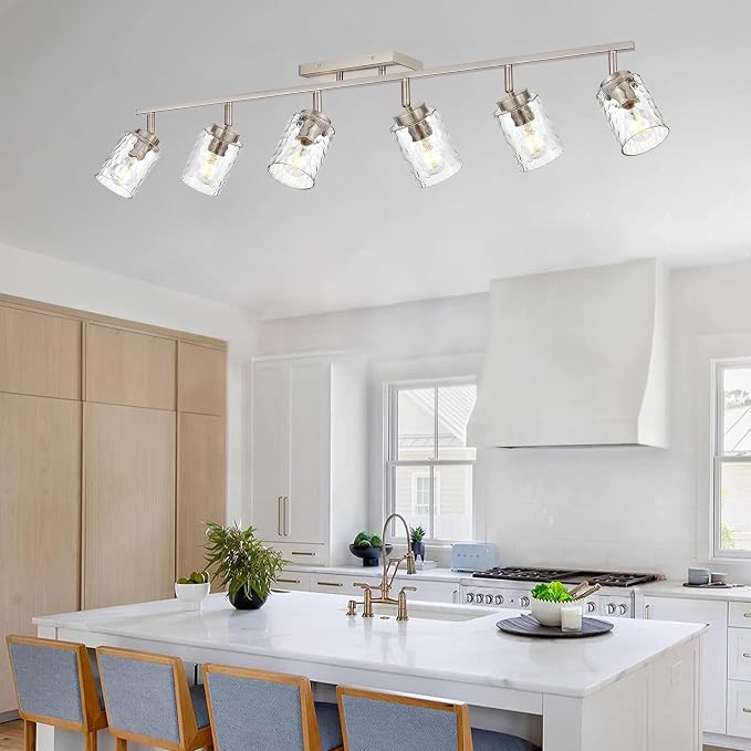 6 Light Track Lighting, Brushed Nickel Bathroom Vanity Light Modern Ceiling - Image 2