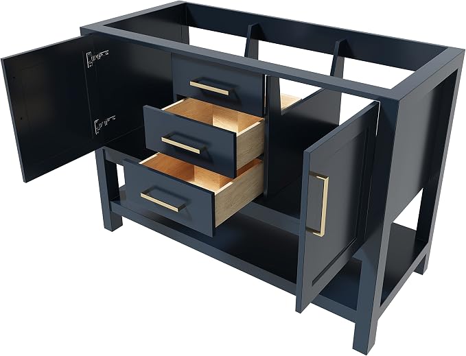 ARIEL 48" Midnight Blue Bathroom Vanity Base Cabinet, 2 Soft Closing Doors and - Image 4