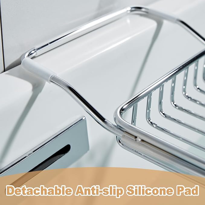Stainless Steel Bathtub Caddy Tray, Expandable Bathtub Holder Table, Adjustable - Image 6