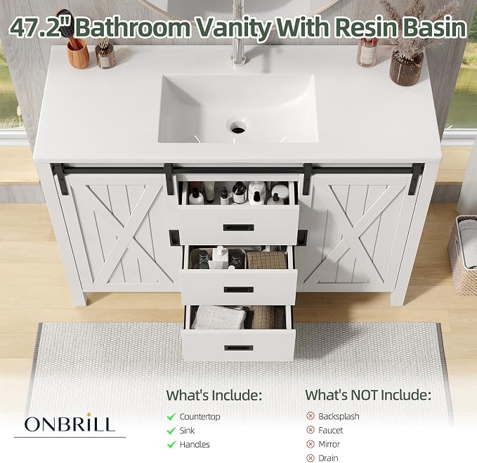 ONBRILL 47.2 Inch Bathroom Vanity - Image 7