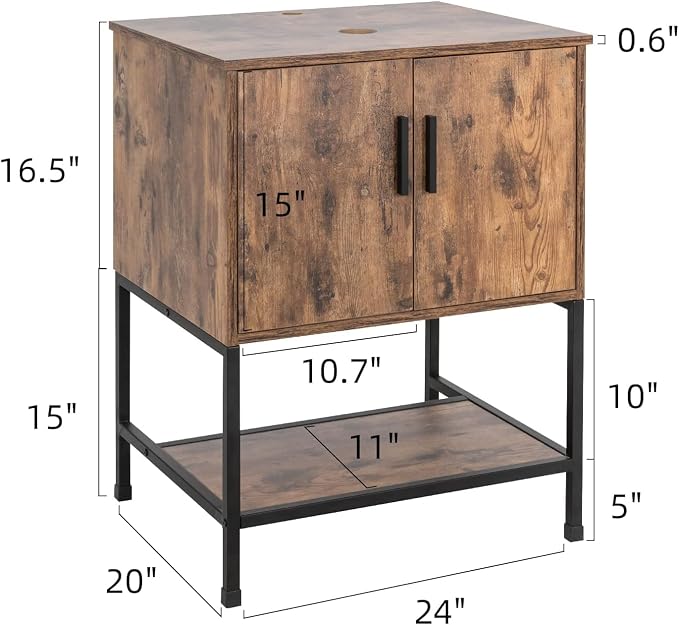 UEV Rustic Brown 24" Bathroom Vanity - Image 2