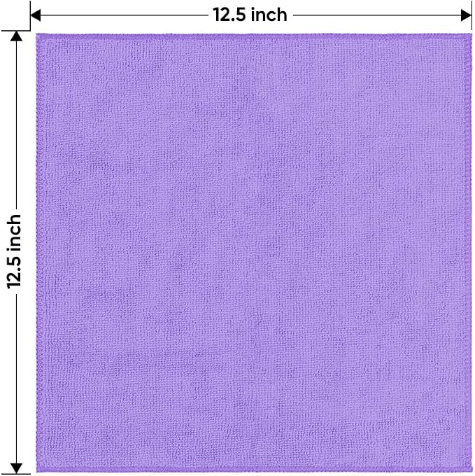 HOMEXCEL Purple Microfiber Cleaning Cloth 12 Pack 12.5 x 12.5 Inch Microfiber - Image 7