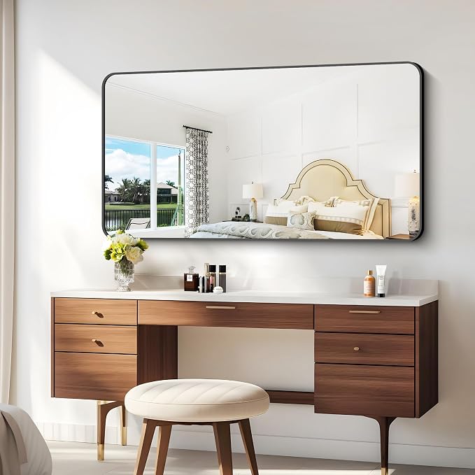 BONEWEI 30x60 inch Bathroom Mirror, Wall Mounted Bathroom Frame Vanity Mirror - Image 5