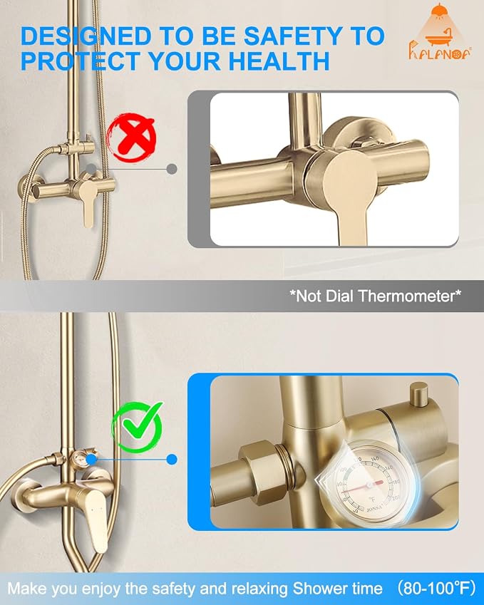 Outdoor Shower Fixture, 3 Functions Handle Tub Rainfall Shower Faucet Sets - Image 5