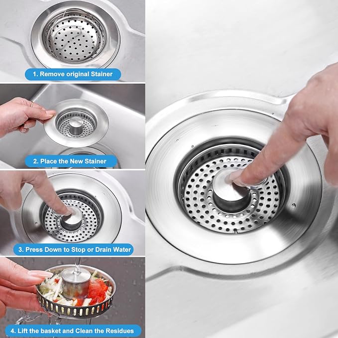 2 Pack Kitchen Sink Drain Strainer & Stopper - Image 8
